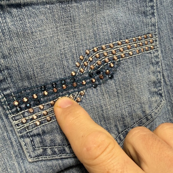 Boho Western Flare Jeans Women's 14 (34x31) Y2K Festival Cowgirl Rodeo Glam - Picture 7 of 12